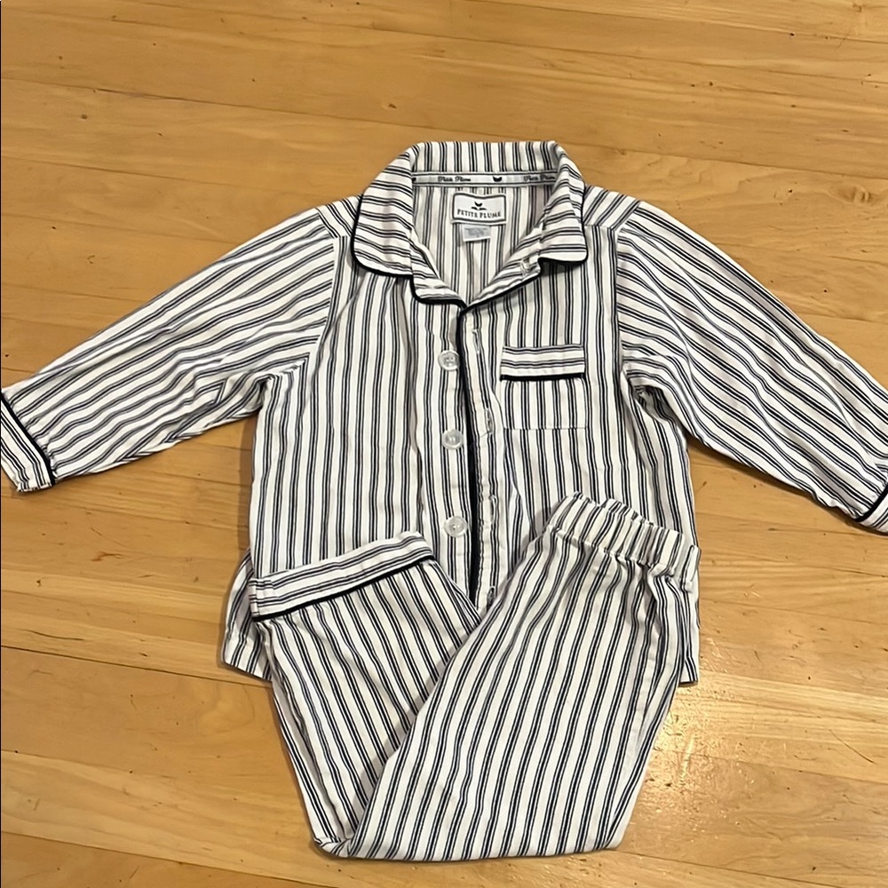 Petite Plume Classic White and Black Striped Pajama Set
